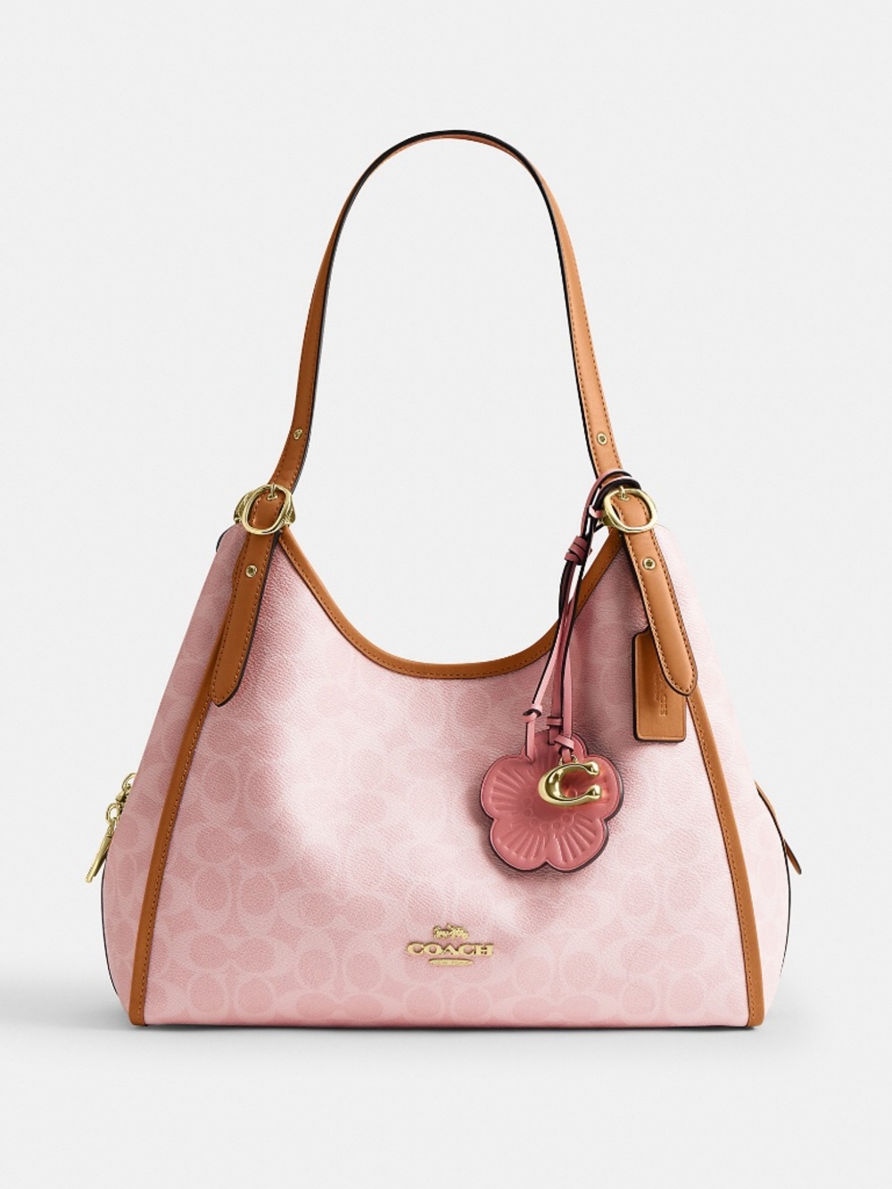 Powder Pink Coach Outlet Erin Shoulder Bag In Signature Canvas With Charms - Picture 7 of 8